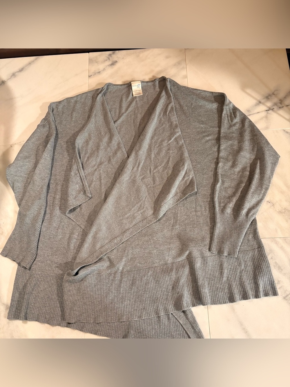Terra & Sky Heather Gray Women’s Draped Open-Front Cardigan
